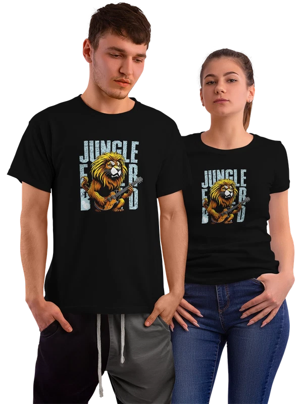 Футболка лев с гитарой jungle — Чёрная, фото 1