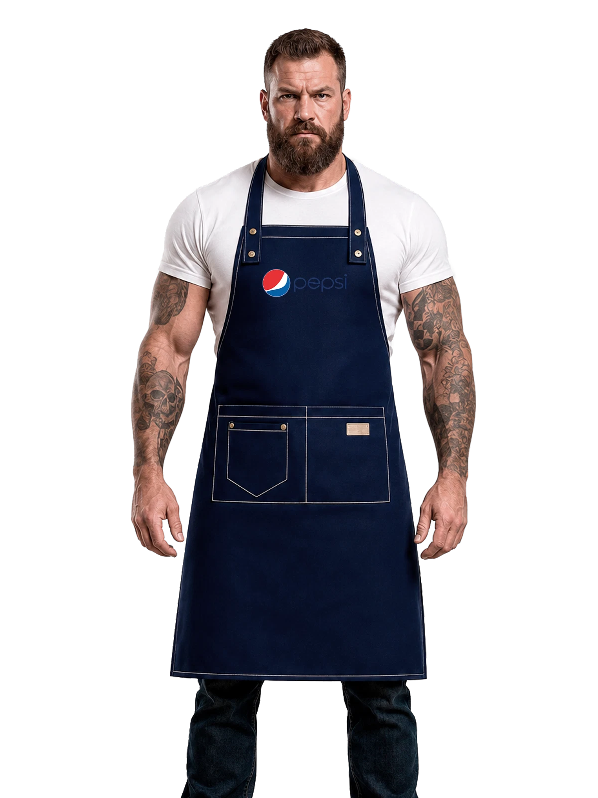 Фартук Pepsi синий с принтом — сладкая газировка — Синяя, фото 1