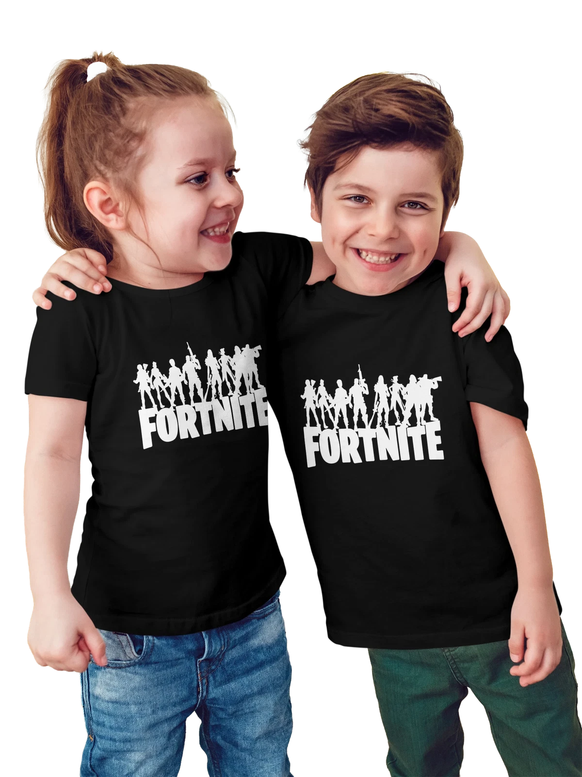 Футболка детская Fortnite чёрная с принтом — монохромный принт — Чёрная, фото 1