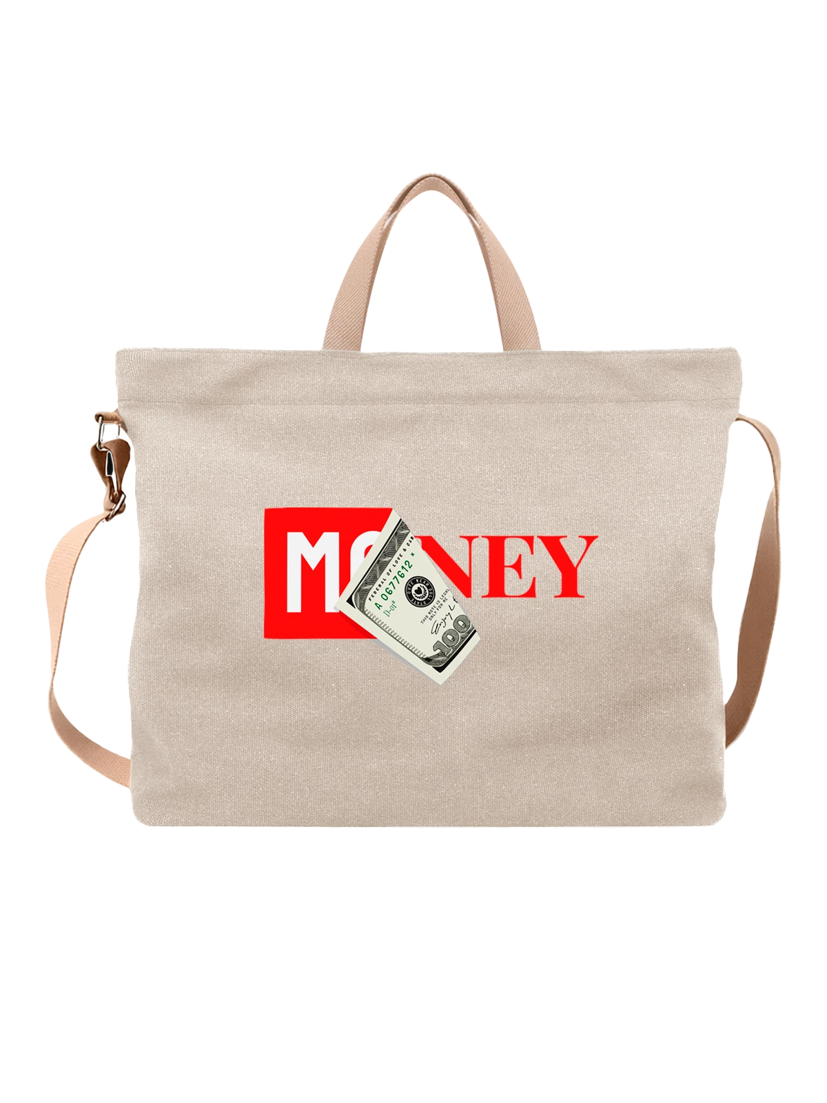 Сумка Надпись money деньги белая с принтом — подарок криптоэнтузиасту — Белая, фото 1
