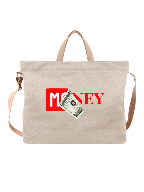 Сумка надпись money деньги — Белая, фото 1