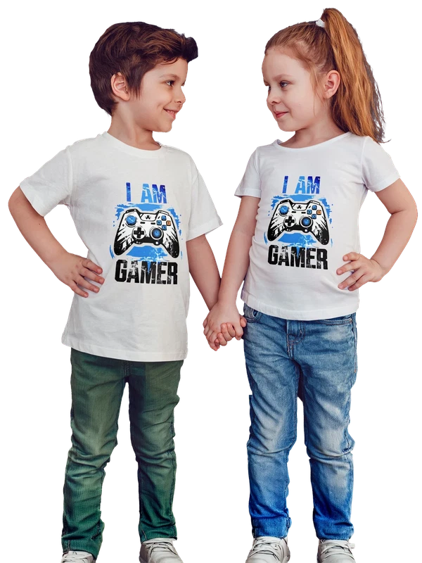 Футболка Я Геймер I Am Gamer с джойстиком и надписью — Белая, фото 1