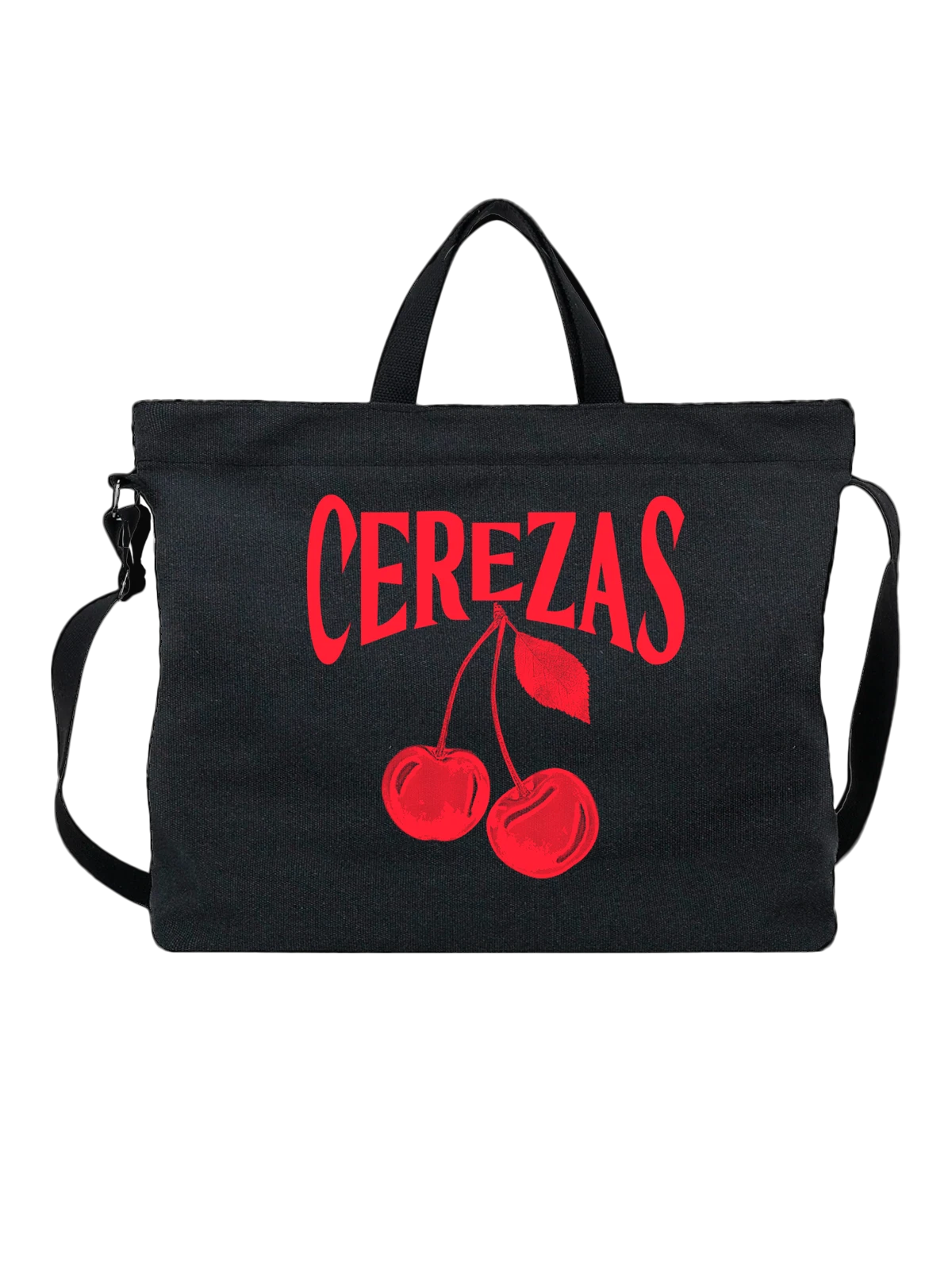 Сумка Вишня cerezas чёрная с принтом — растительная пища — Чёрная, фото 1