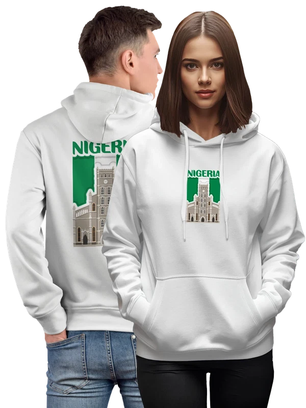 Худи с флагом Нигерии Nigeria церковь — Белая, фото 1
