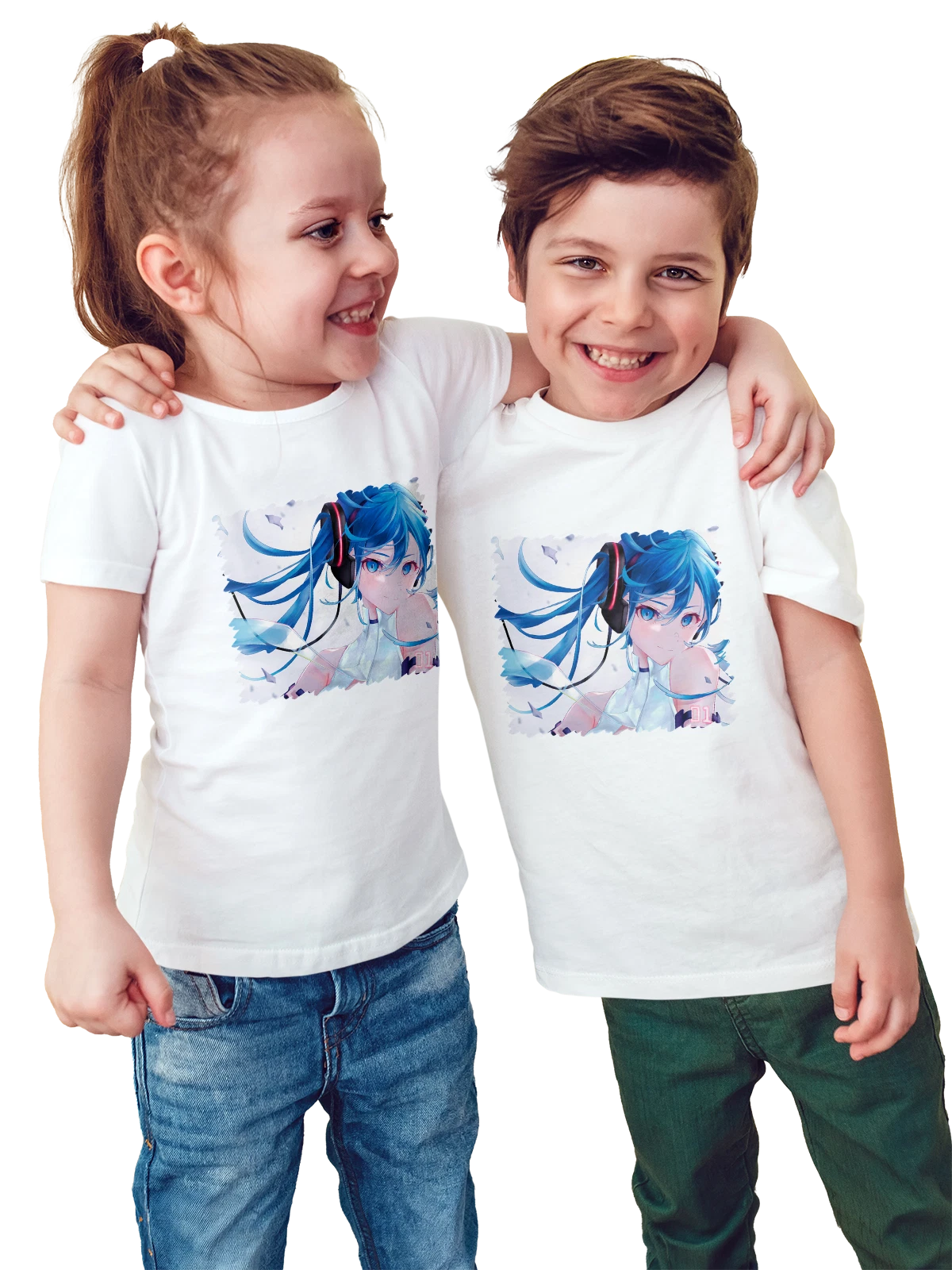 Футболка детская Anime Hatsune Miku girl белая с принтом — фэнтези персонаж — Белая, фото 1