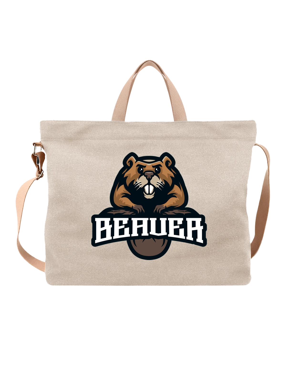 Сумка с бобром beaver белая с принтом — подарок любителю животных — Белая, фото 1