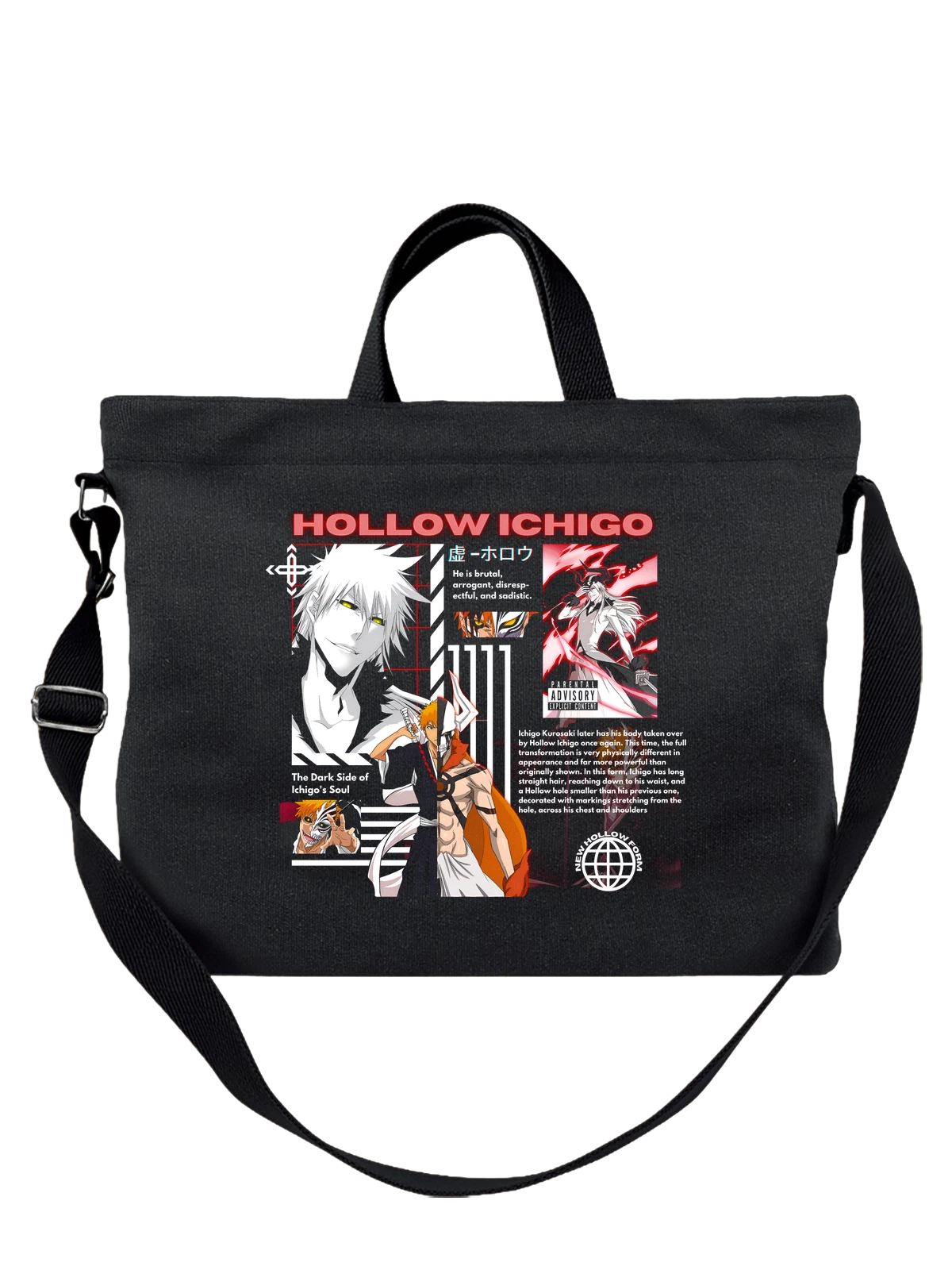 Сумка чёрная с принтом Ичиго Куросаки в маске Hollow из Bleach — манга — Чёрная, фото 1
