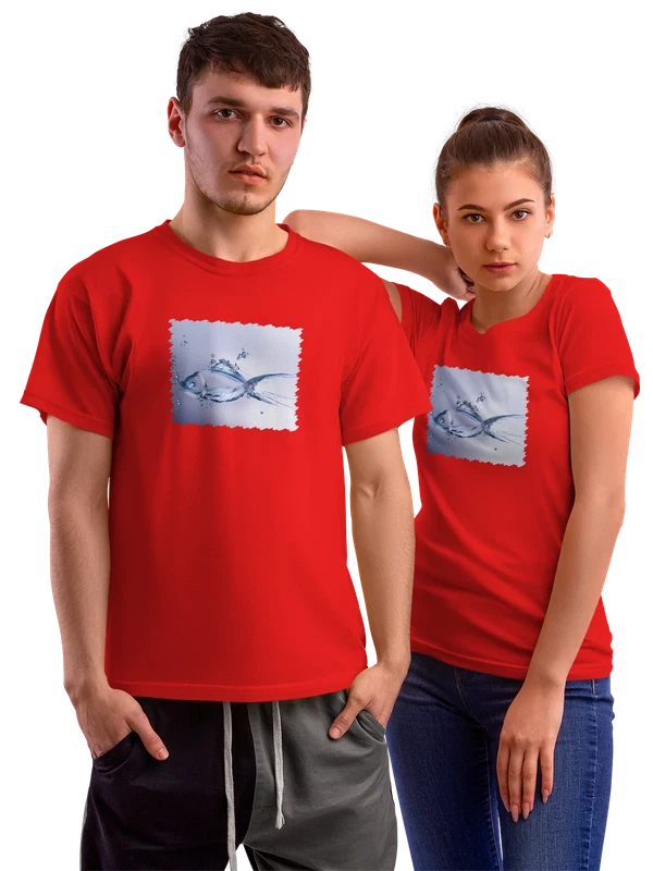 Футболка Графика Рыбка из воды — Красная, фото 1