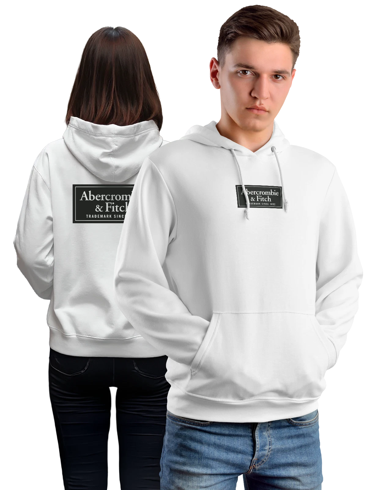 Худи Abercrombie белое с принтом — монохромный принт — Белая, фото 1