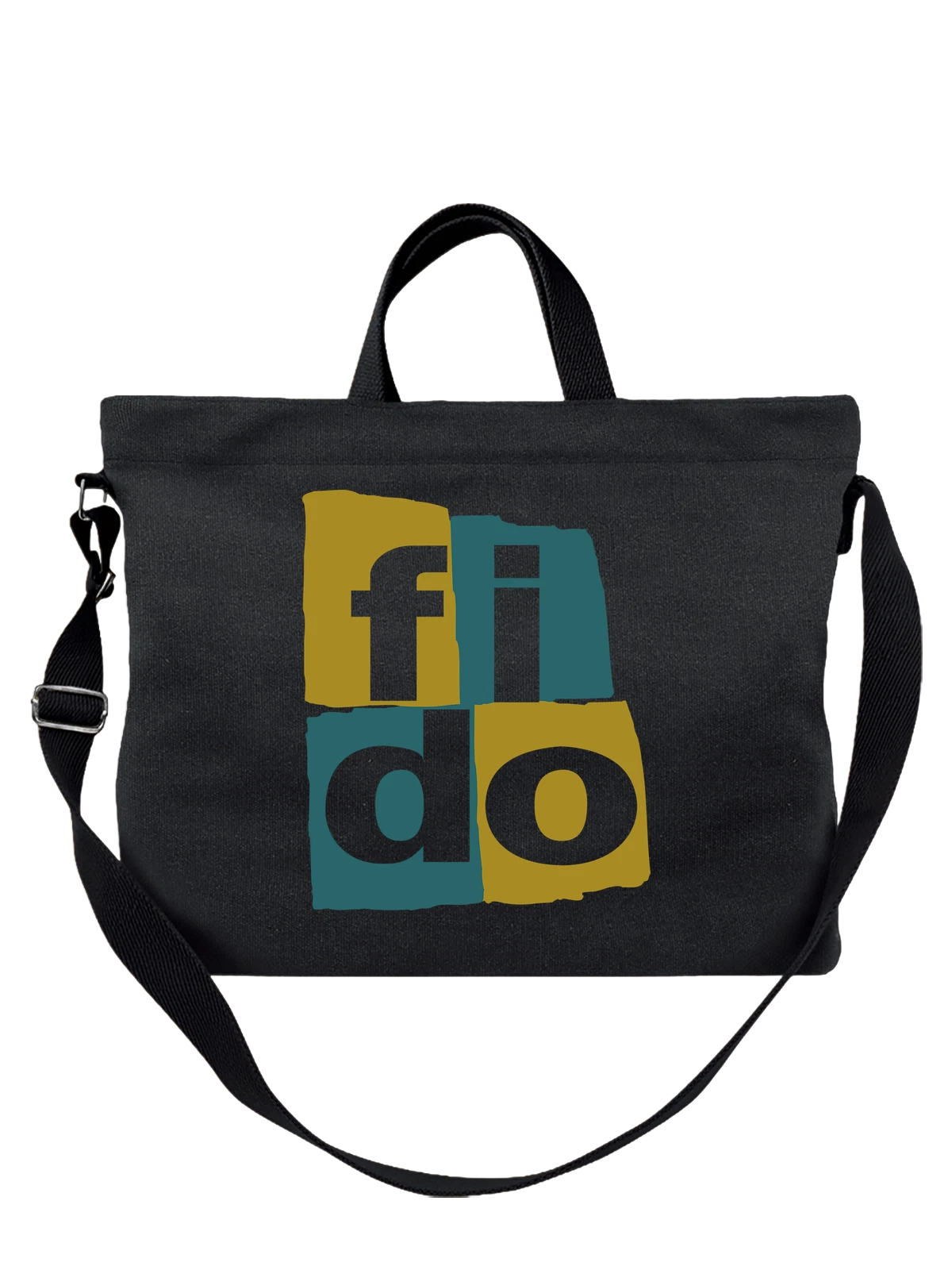 Сумка Fido чёрная с принтом — современная айдентика — Чёрная, фото 1