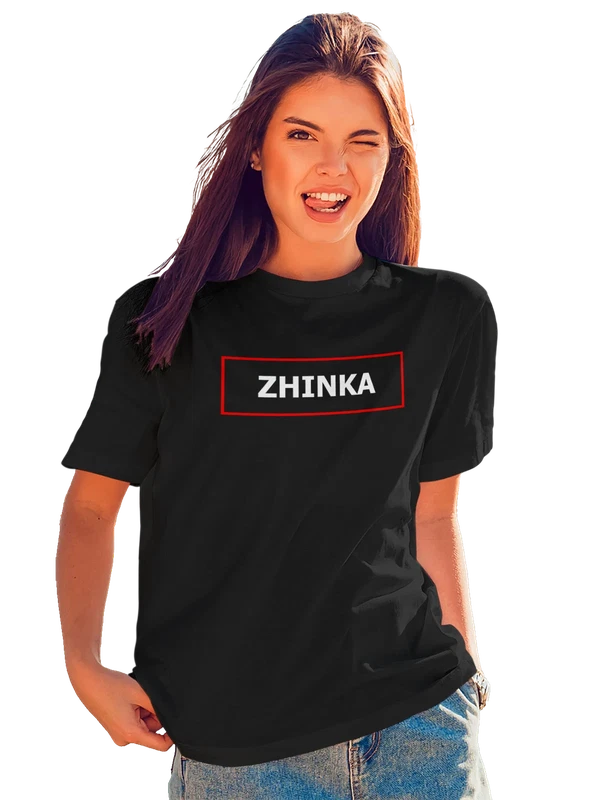 Футболка с надписью zhinka жинка — Чёрная, фото 1
