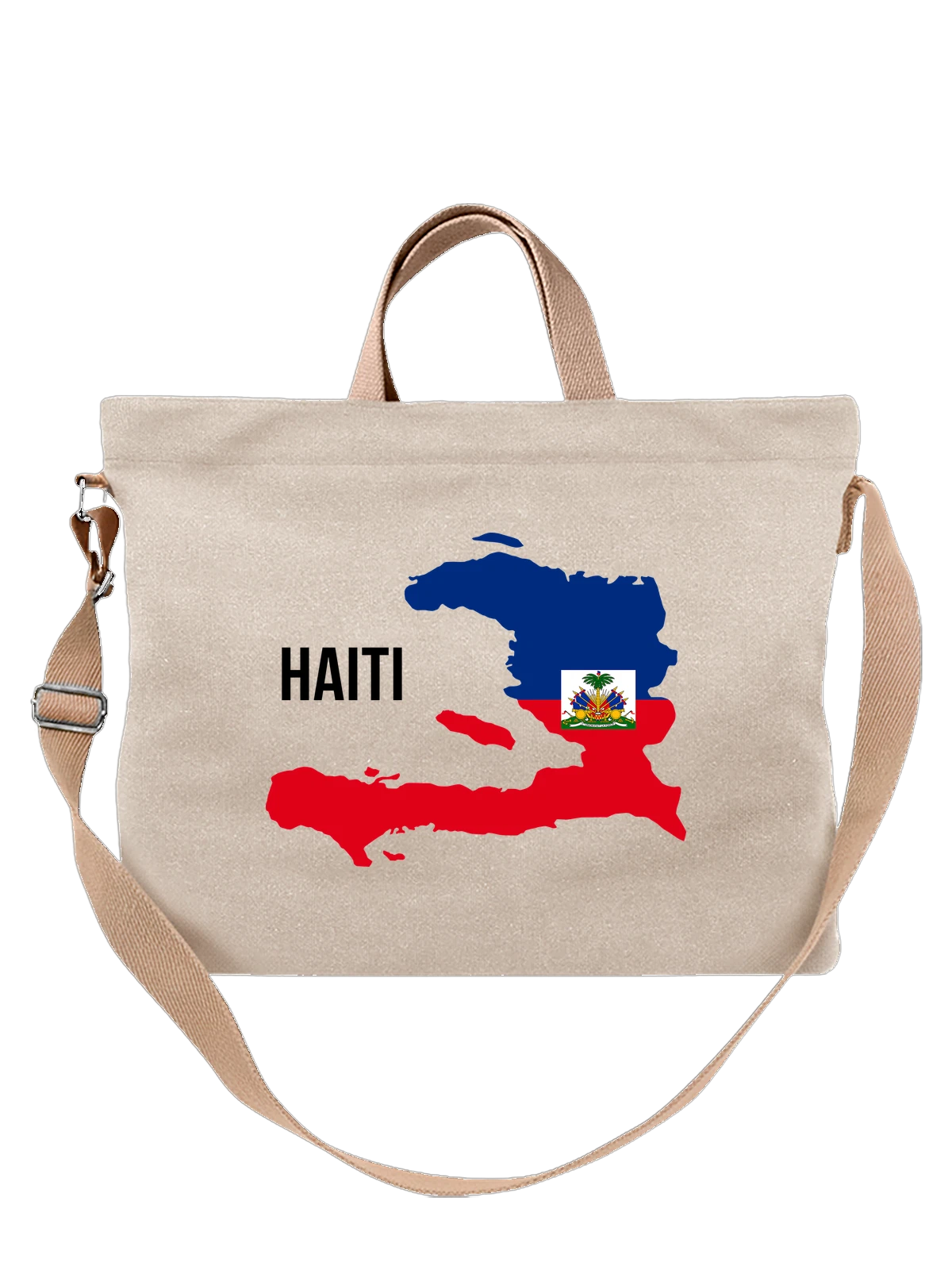 Сумка с флагом Гаити Haiti белая с принтом — национальная символика — Белая, фото 1