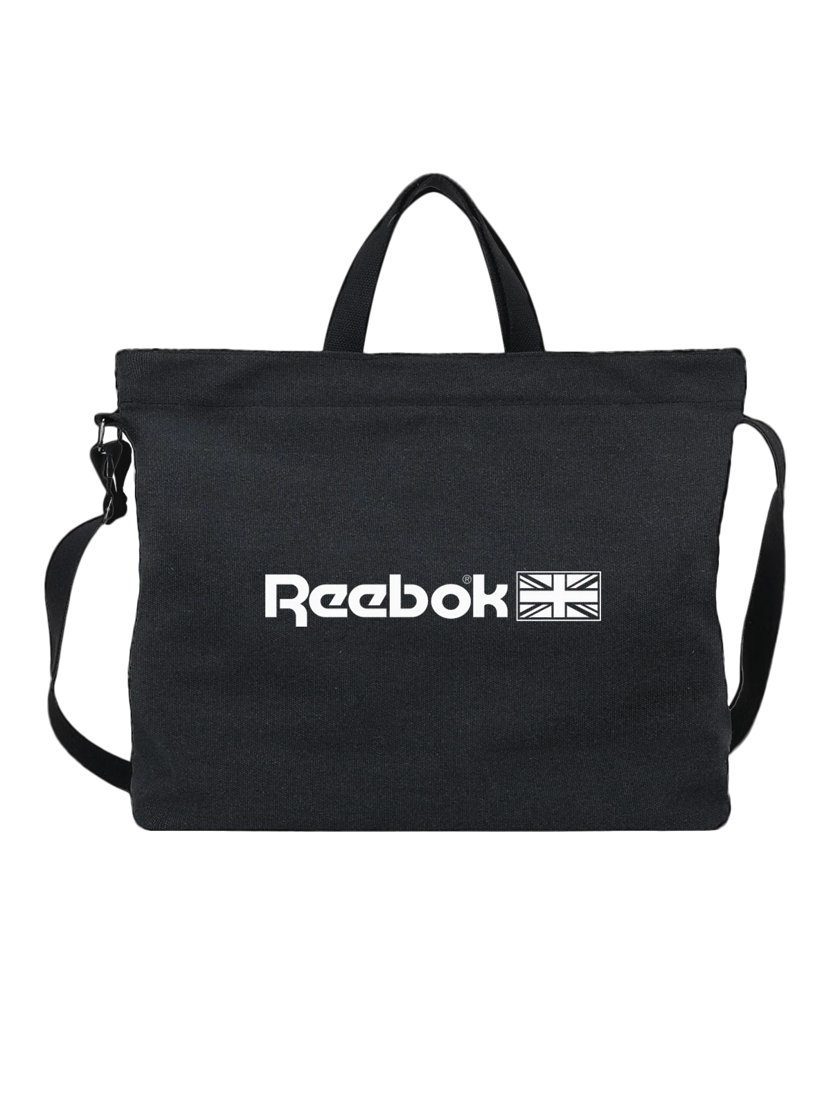 Сумка Reebok чёрная с принтом — классический вордмарк — Чёрная, фото 1