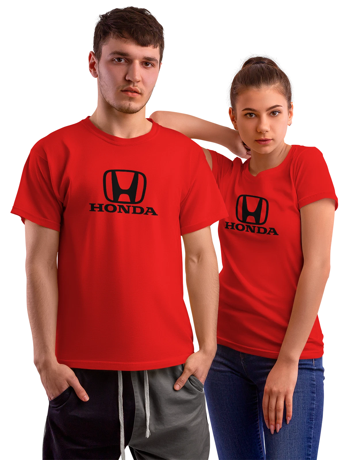Футболка Honda красная с принтом — классический шильдик — Красная, фото 1