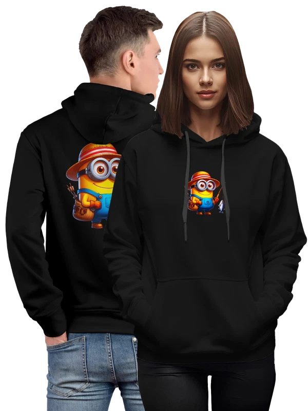 Худи с Миньоном Minion рыбака — Чёрная, фото 1