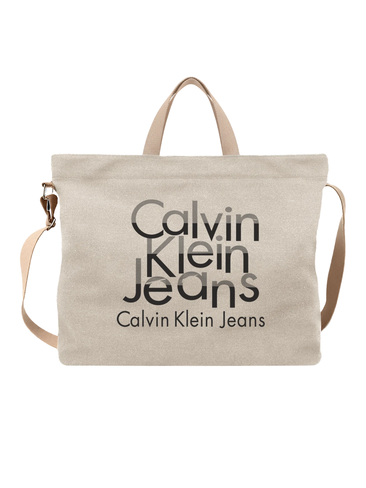 Сумка Calvin Klein Jeans черный логотип надпись среди белая с принтом — принт на одежду — Белая, фото 1