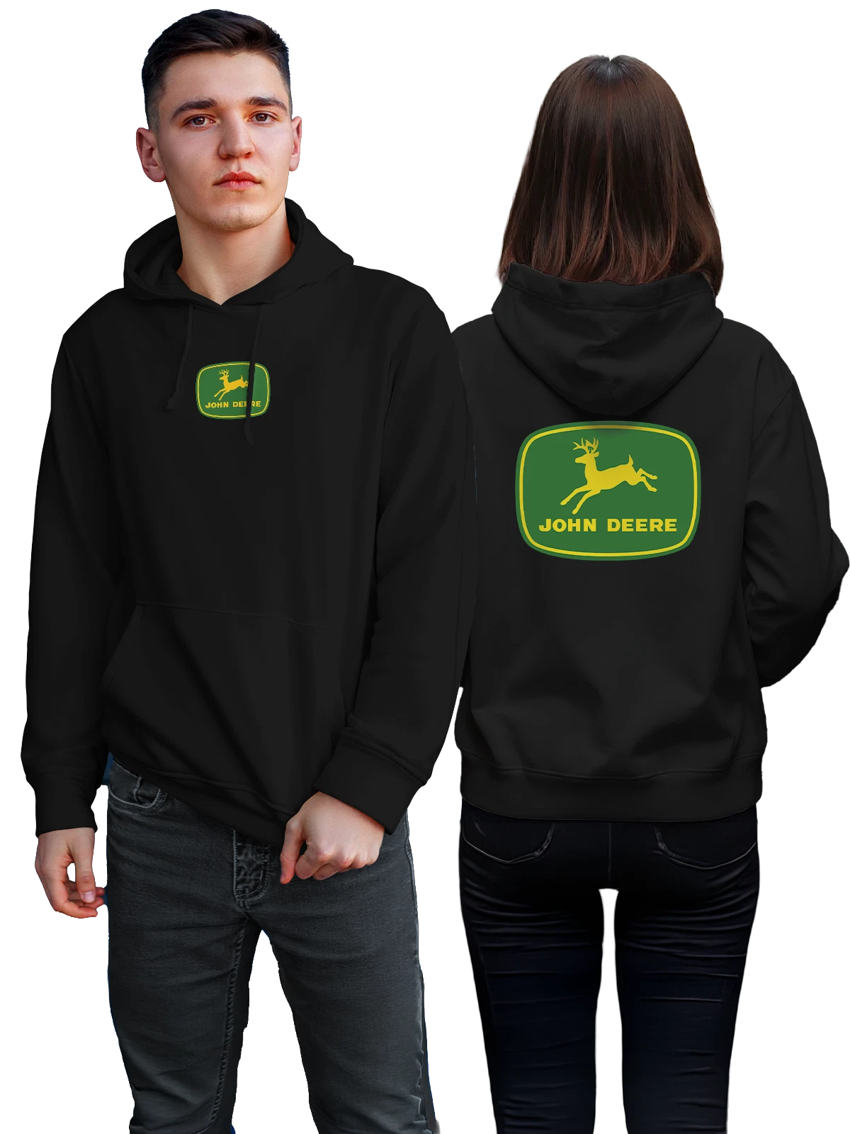 Худи John Deere чёрное с принтом — футболка для автолюбителя — Чёрная, фото 1