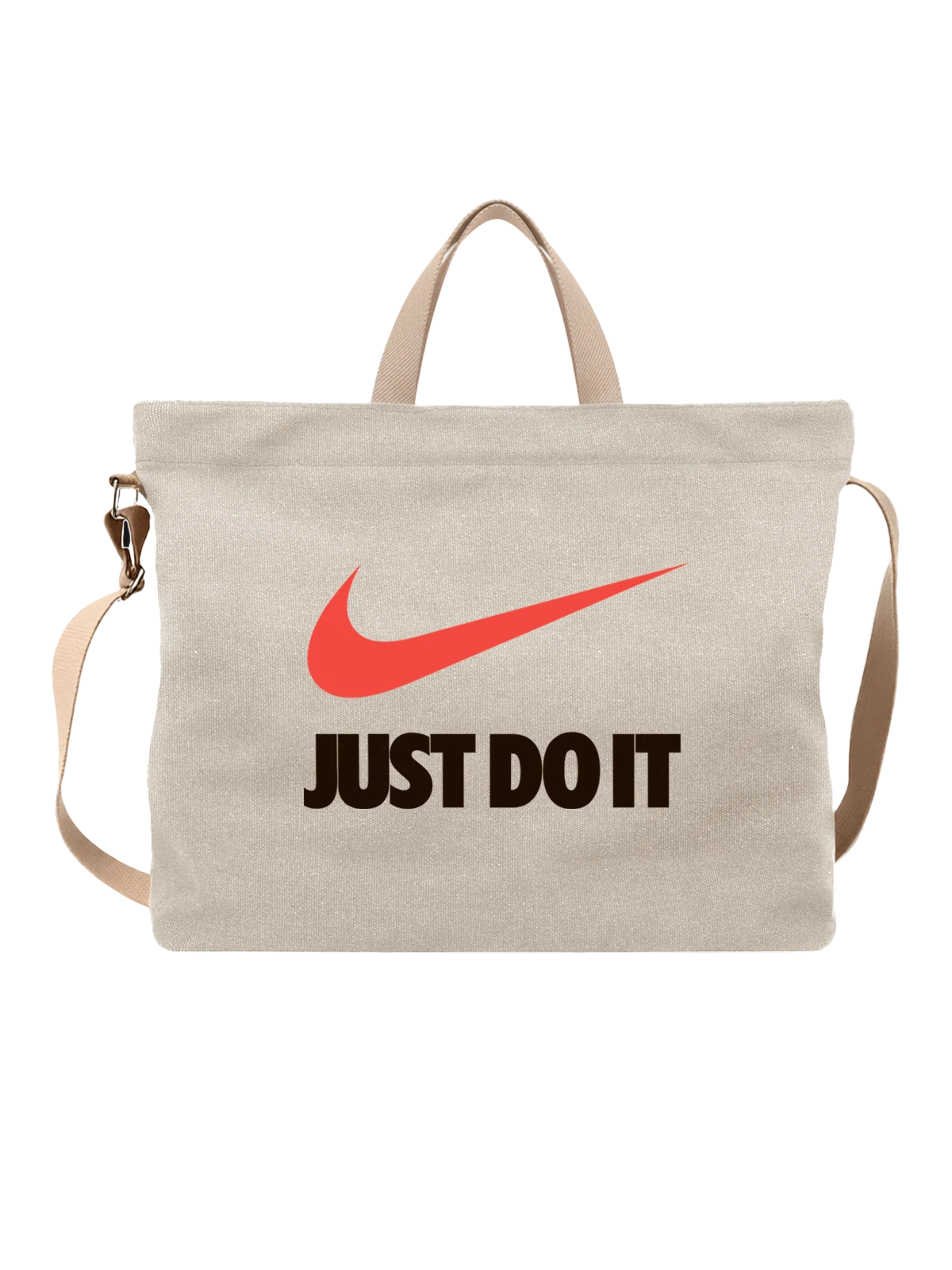 Сумка Nike белая с принтом — контрастная типографика — Белая, фото 1