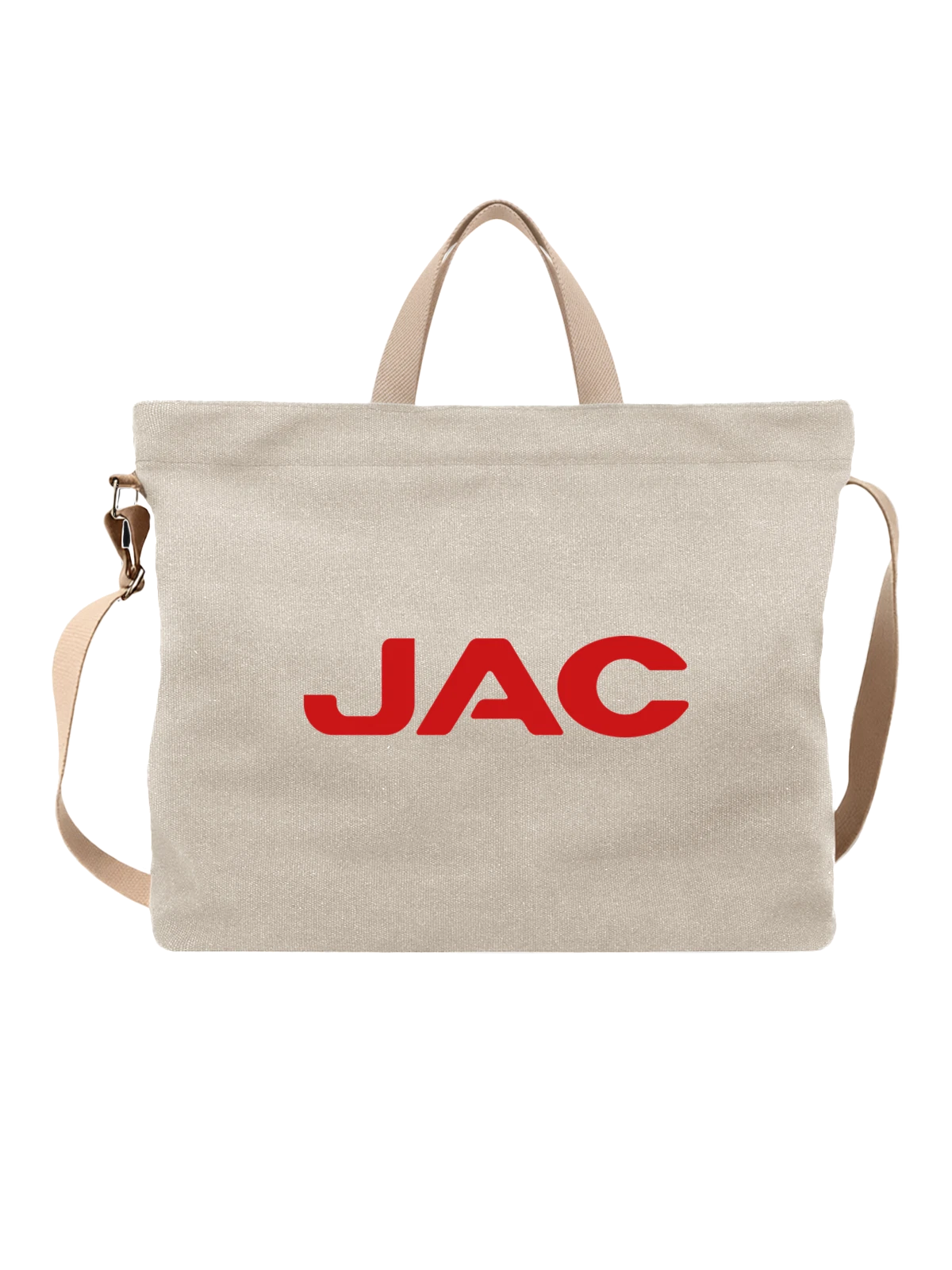 Сумка JAC белая с принтом — фирменный вордмарк — Белая, фото 1