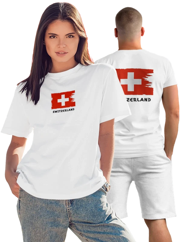 Футболка с флагом Швейцарии Switzerland — Белая, фото 1