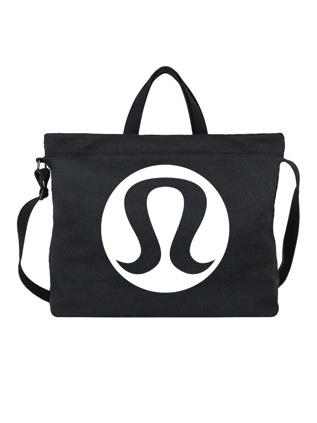 Сумка Lululemon чёрная с принтом — современная айдентика — Чёрная, фото 1