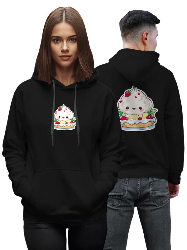 Худи милый десертный пирог с клубникой и кремом — Чёрная, фото 1