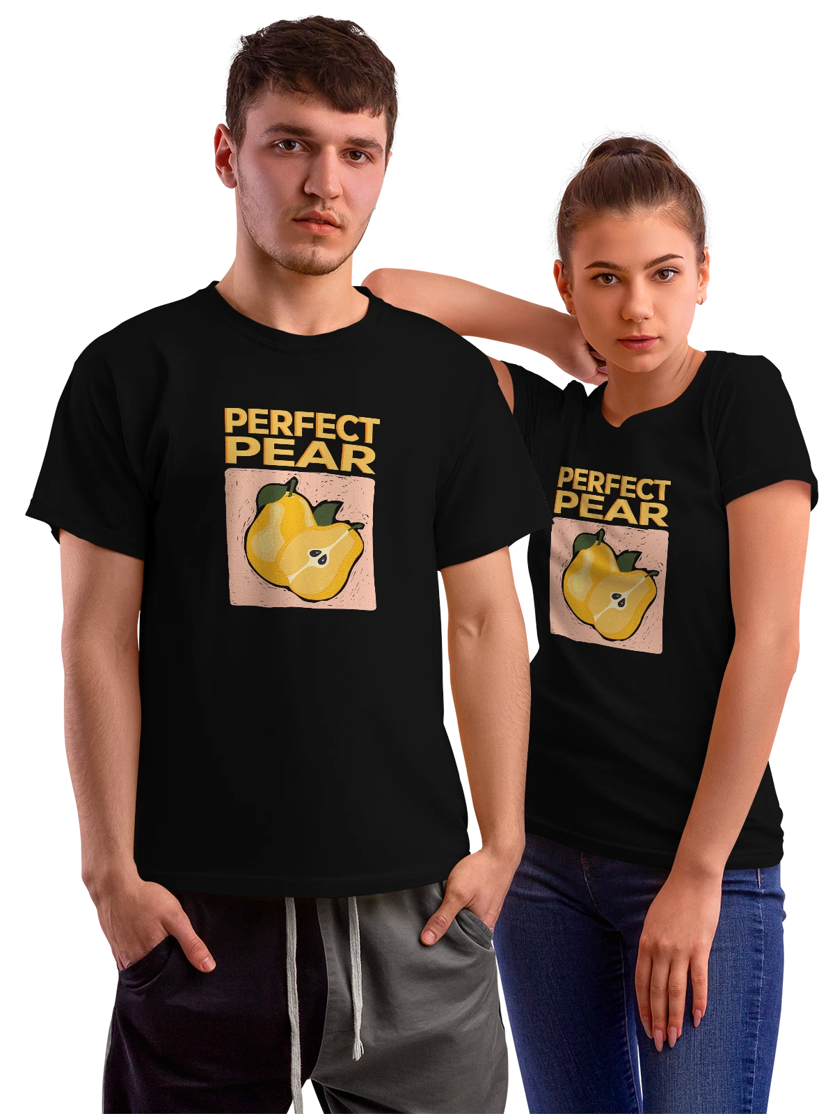 Футболка Груша perfect pear чёрная с принтом — растительная пища — Чёрная, фото 1