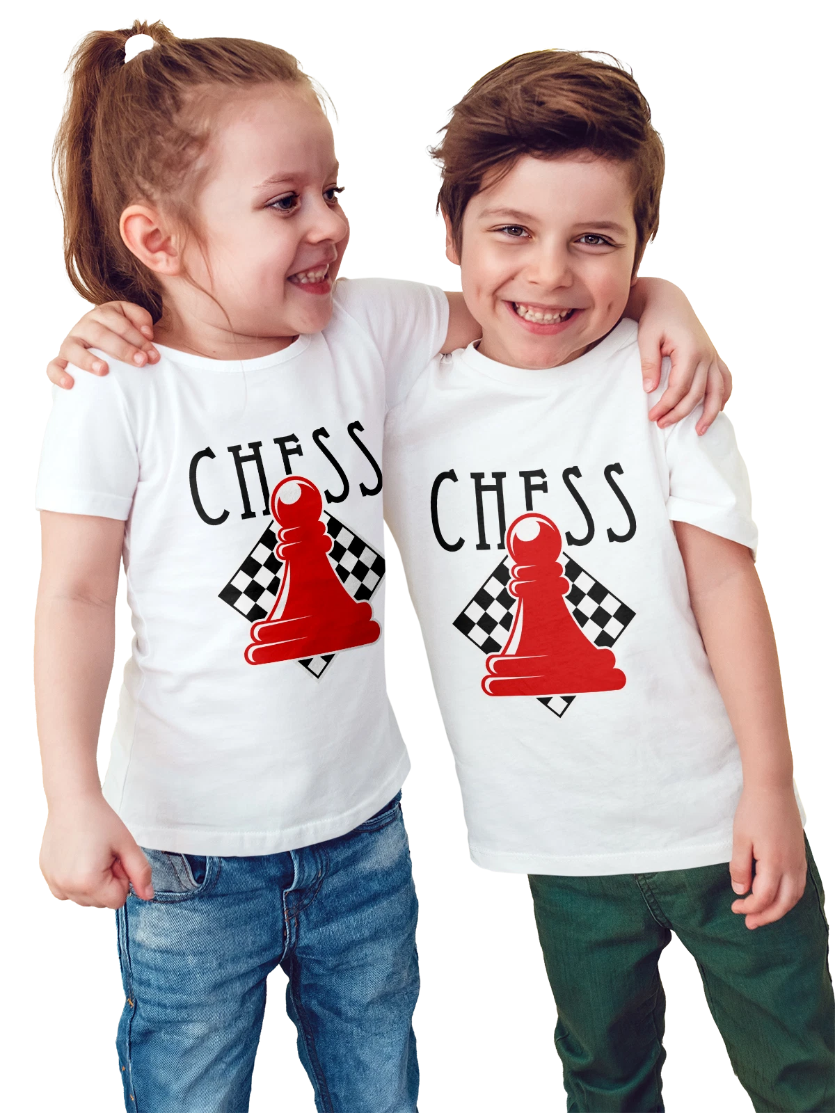 Футболка детская Надпись chess белая с принтом — шахматист — Белая, фото 1