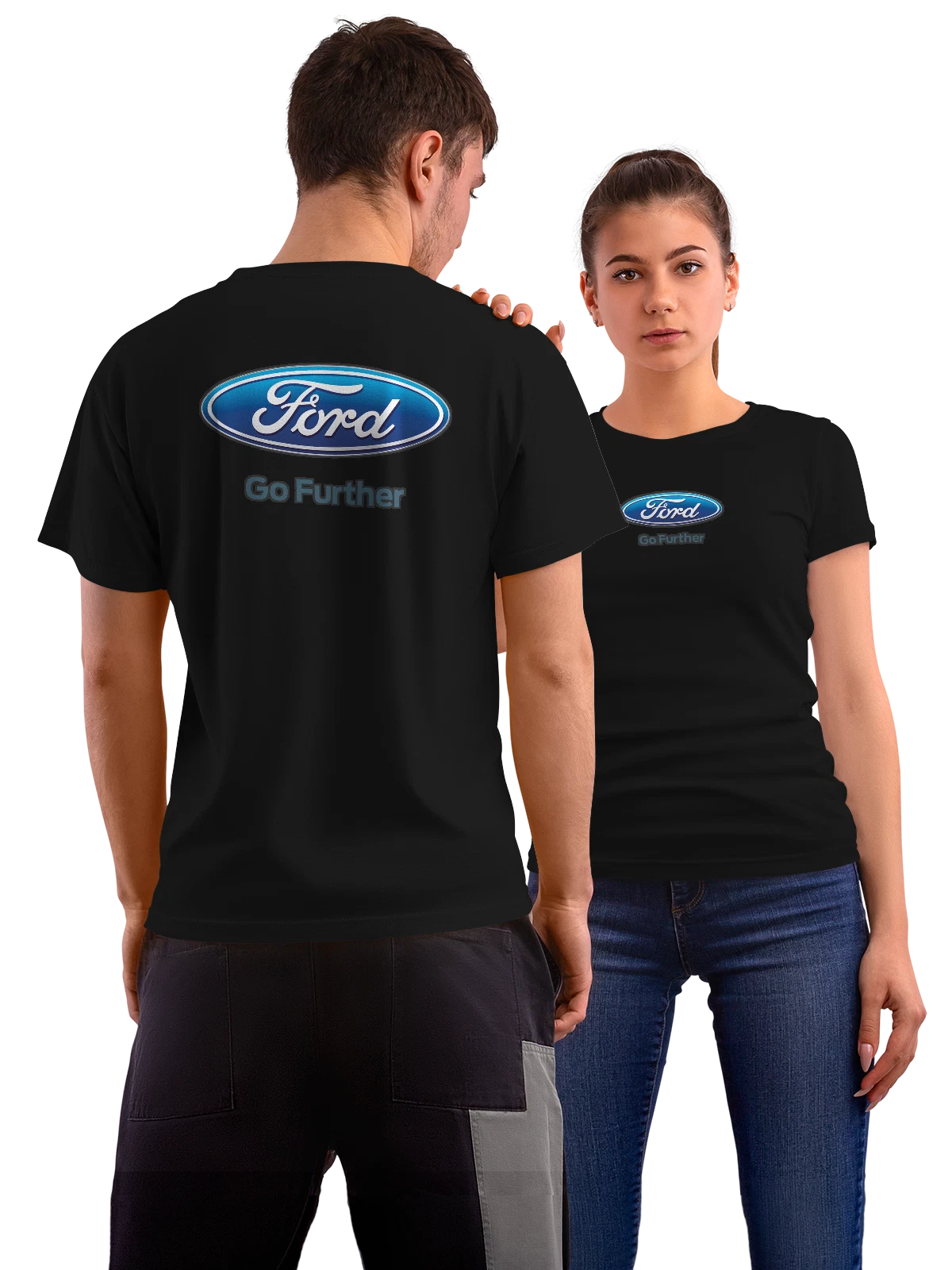 Футболка Ford чёрная с принтом на спине — контрастный принт — Чёрная, фото 1