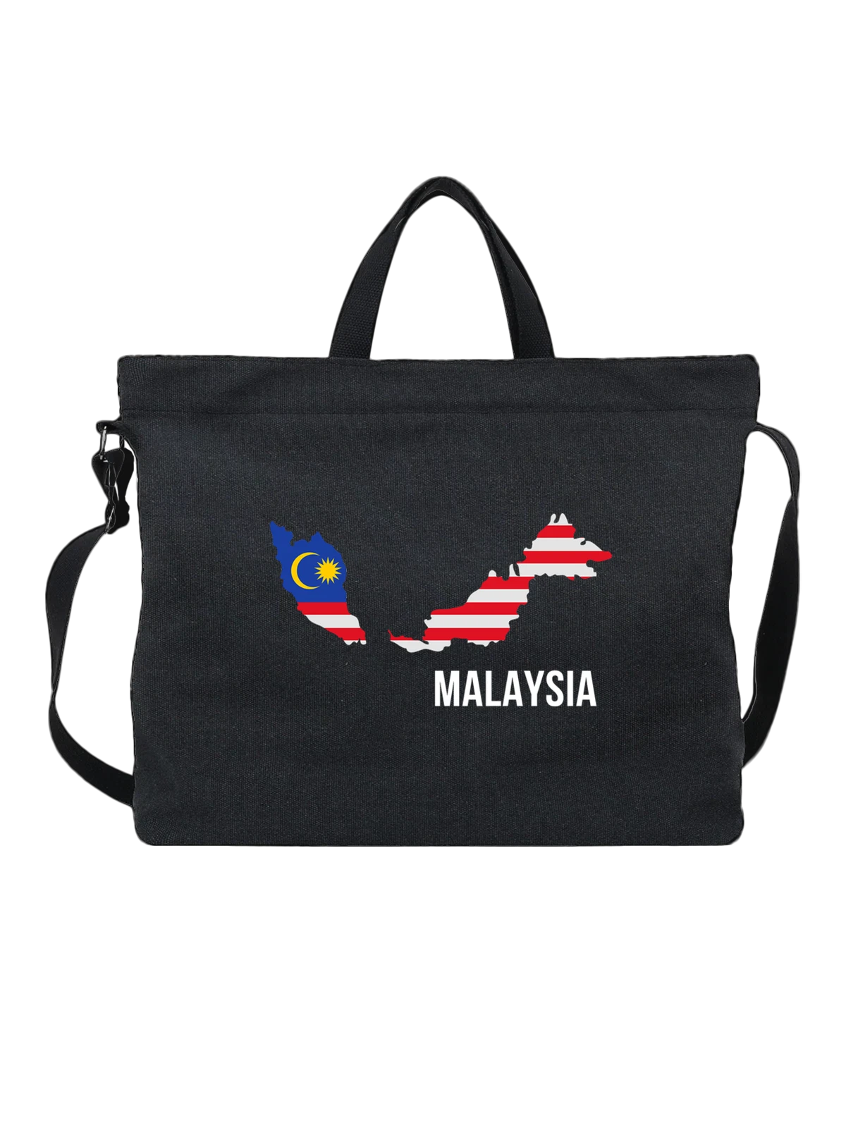 Сумка с флагом Малайзии Malaysia чёрная с принтом — национальная символика — Чёрная, фото 1