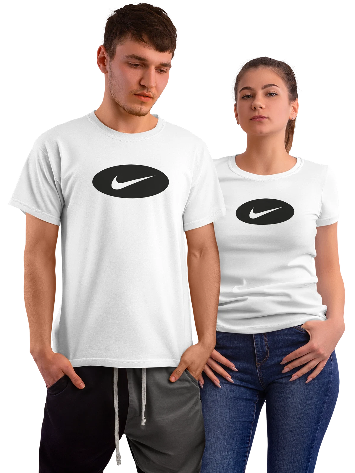 Футболка Nike белая с принтом — лаконичная геометрия — Белая, фото 1