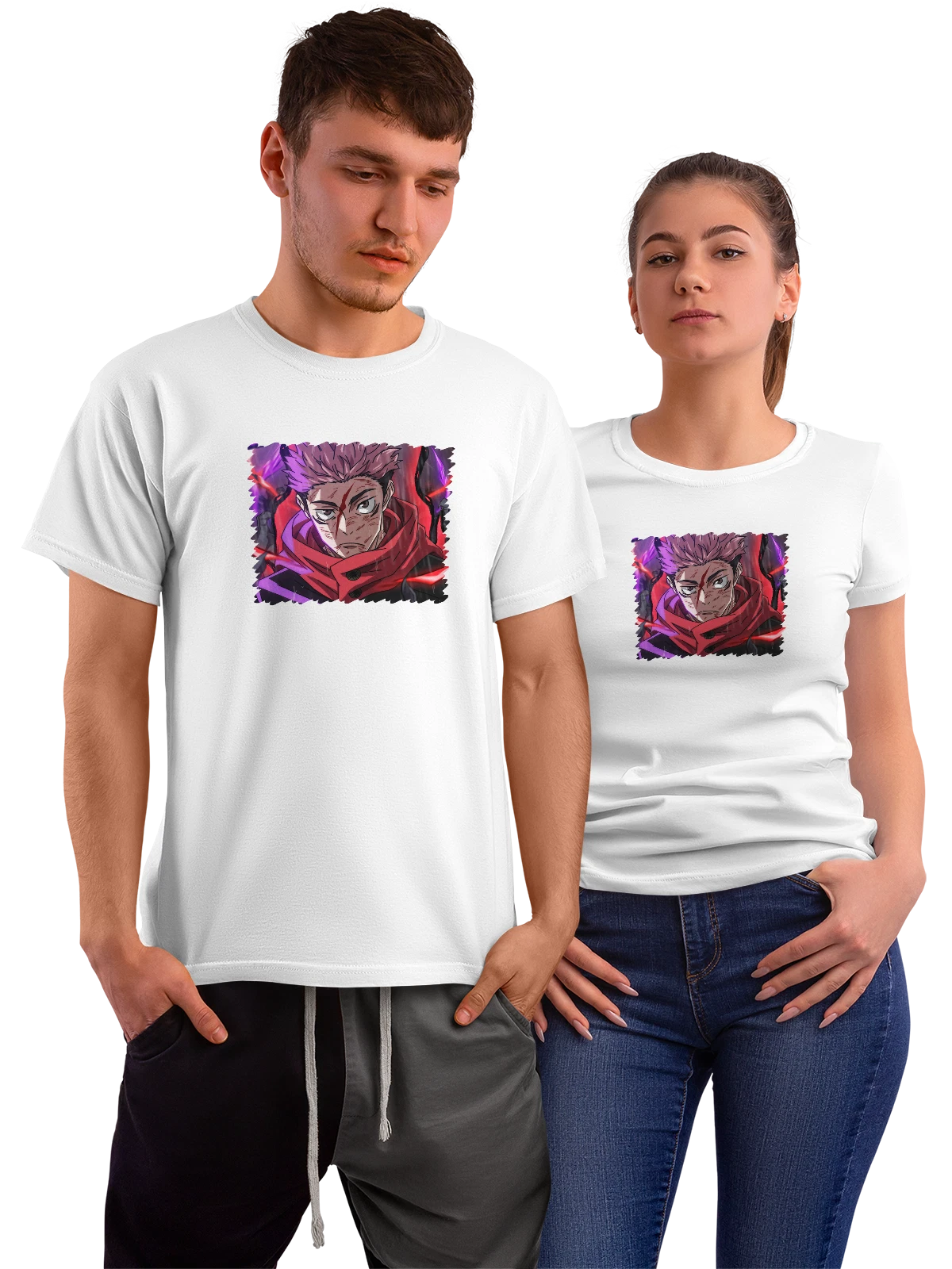 Футболка Anime Yuji Itadori Fan Art белая с принтом — аниме сериал — Белая, фото 1