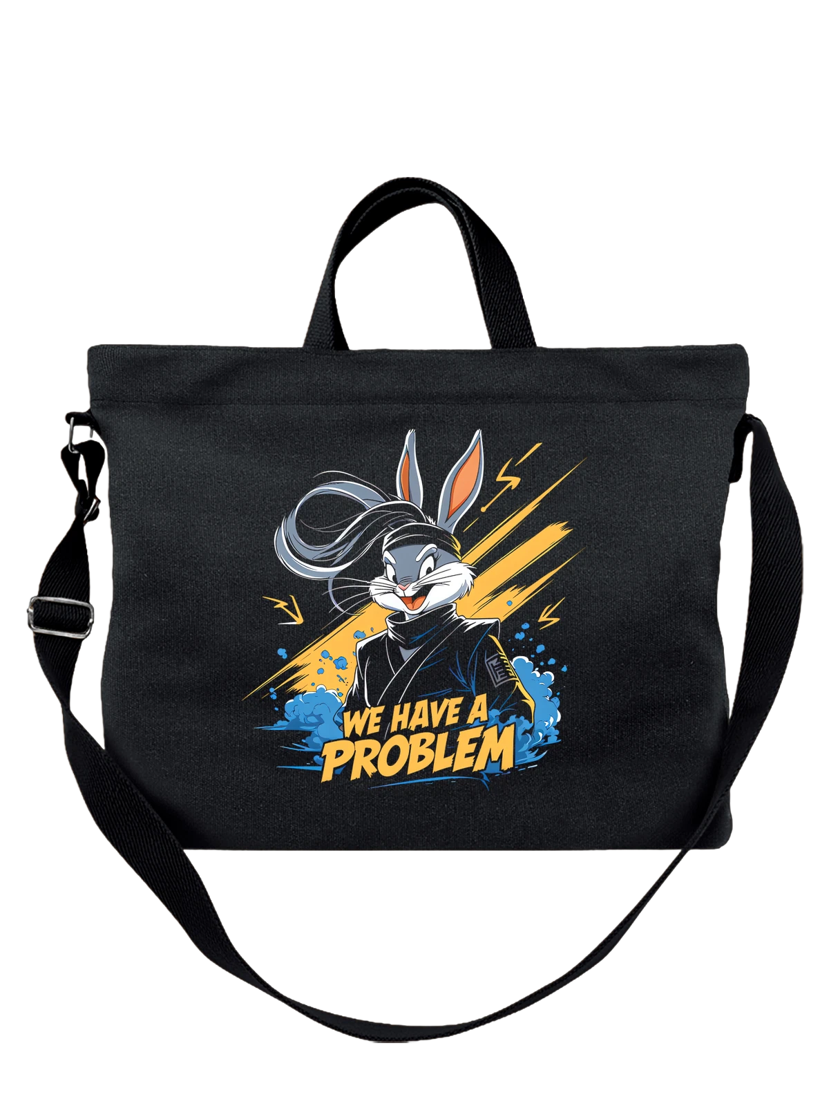 Сумка Багз Банни Bugs Bunny мультфильм комикс зачинщик чёрная с принтом — черная жилетка — Чёрная, фото 1