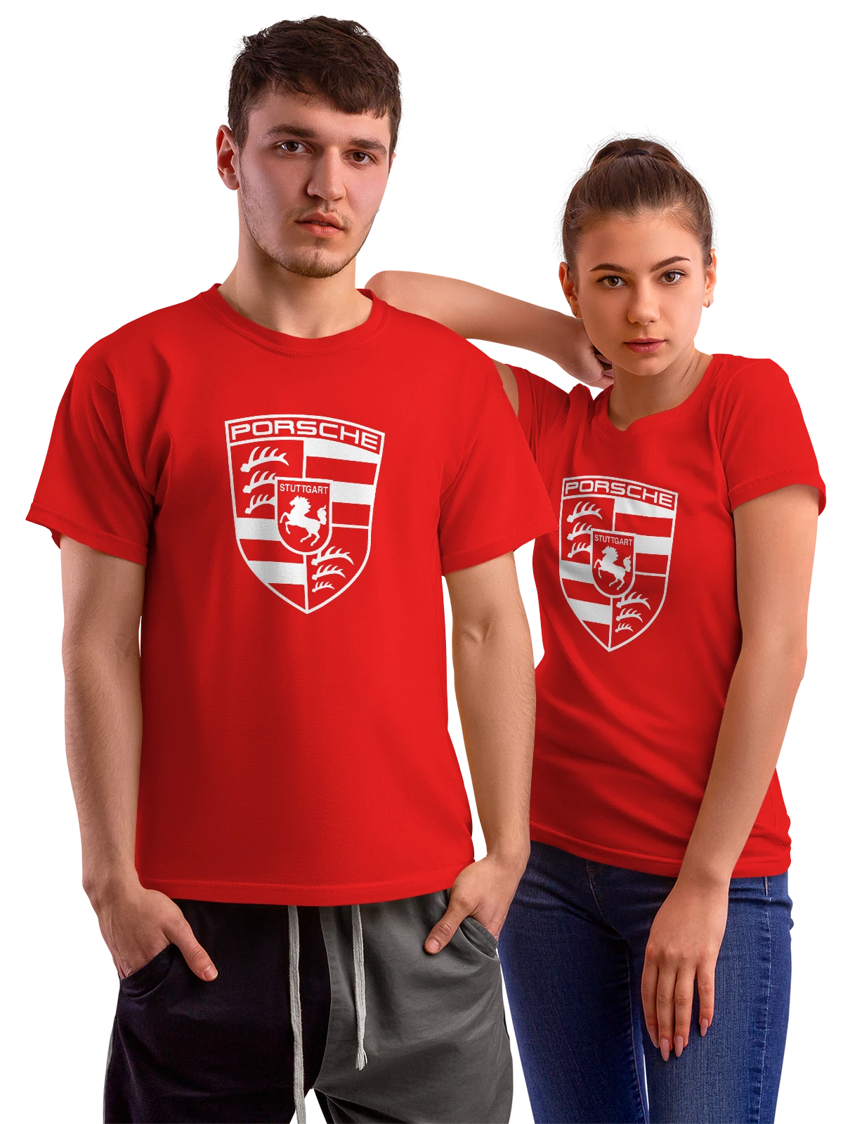 Футболка Porsche красная с принтом — 911 и гоночные модели — Красная, фото 1