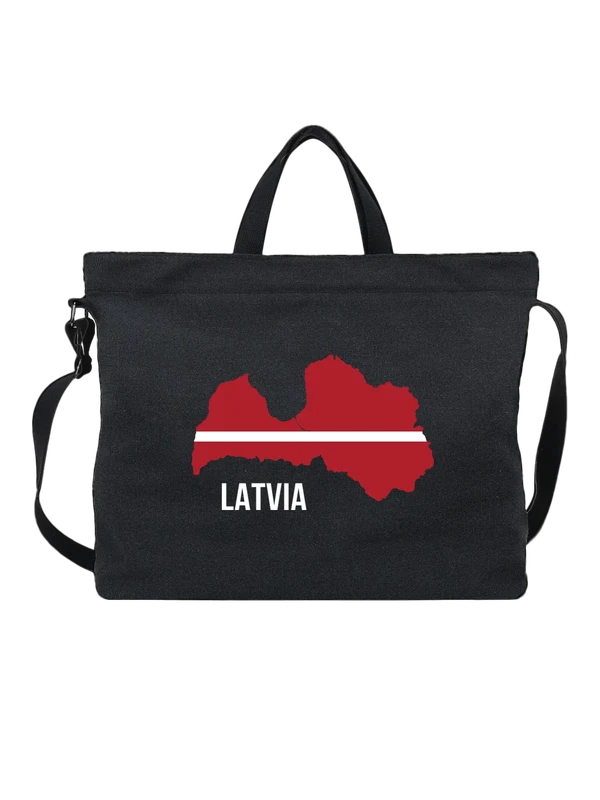 Сумка с флагом Латвии Latvia — Чёрная, фото 1