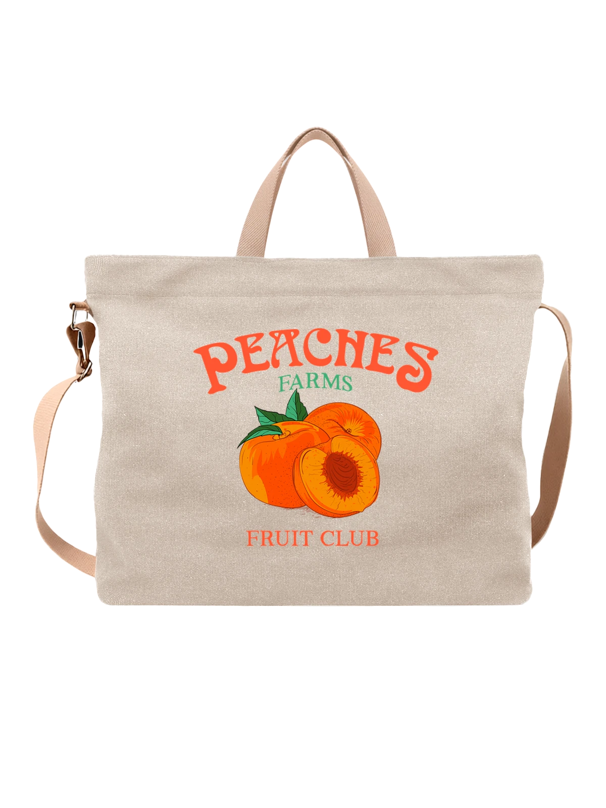 Сумка Персики peaches белая с принтом — растительная пища — Белая, фото 1