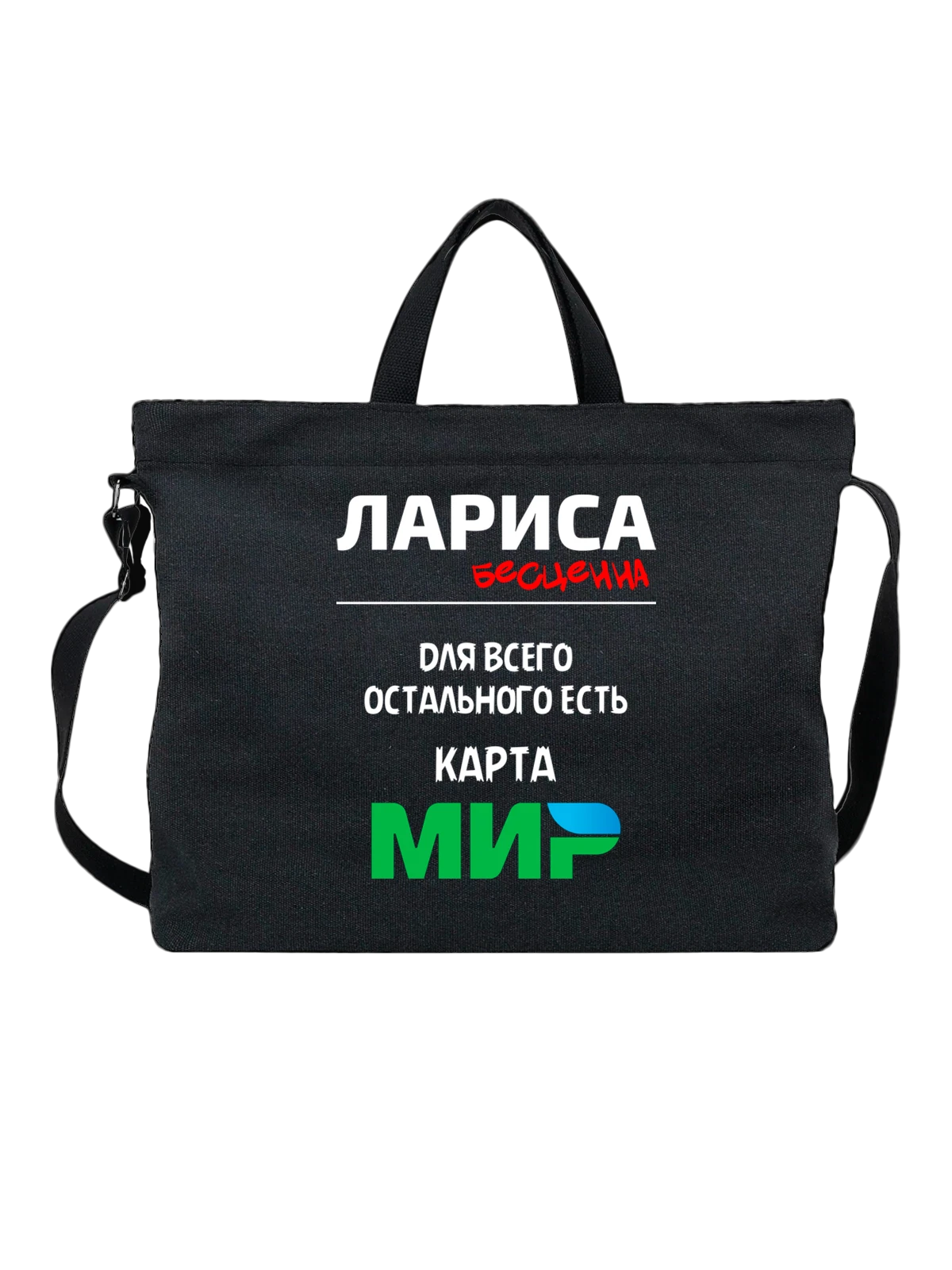 Сумка Имя Лариса чёрная с принтом — персональный подарок — Чёрная, фото 1