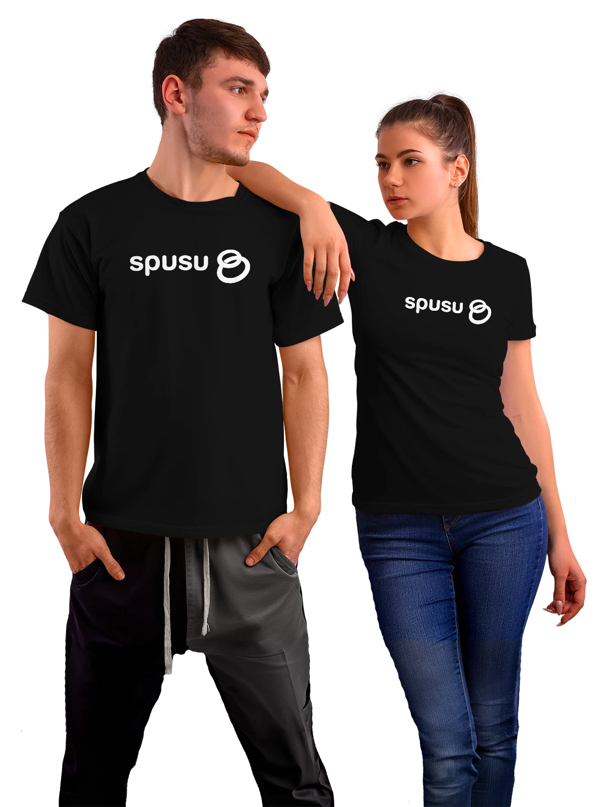 Футболка Spusu чёрная с принтом — цифровой стиль — Чёрная, фото 1