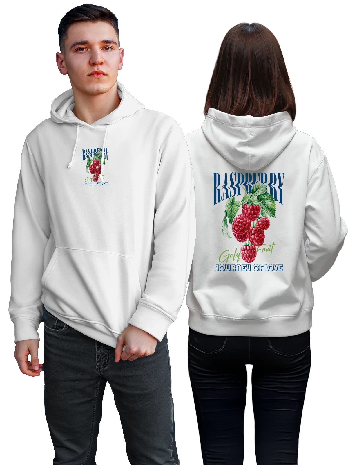 Худи Малина raspberry белое с принтом — подарок любимой — Белая, фото 1