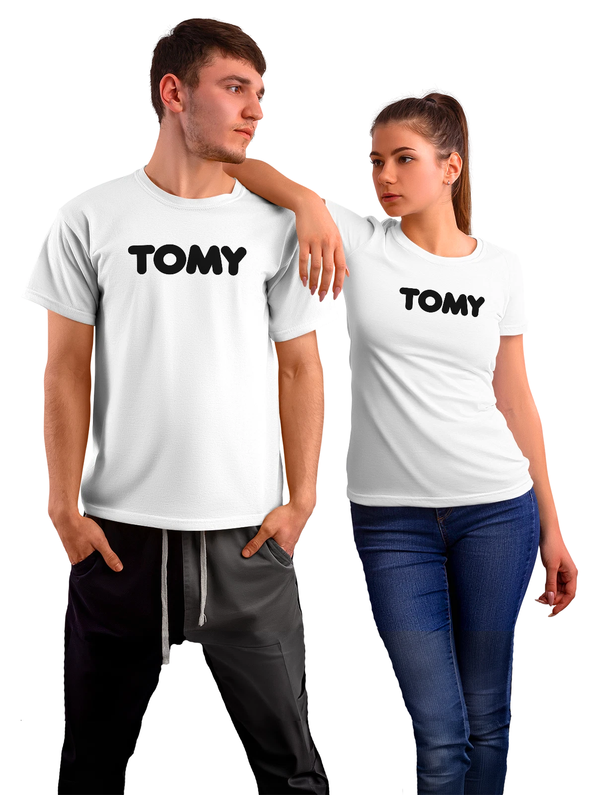 Футболка Tomy белая с принтом — современная айдентика — Белая, фото 1