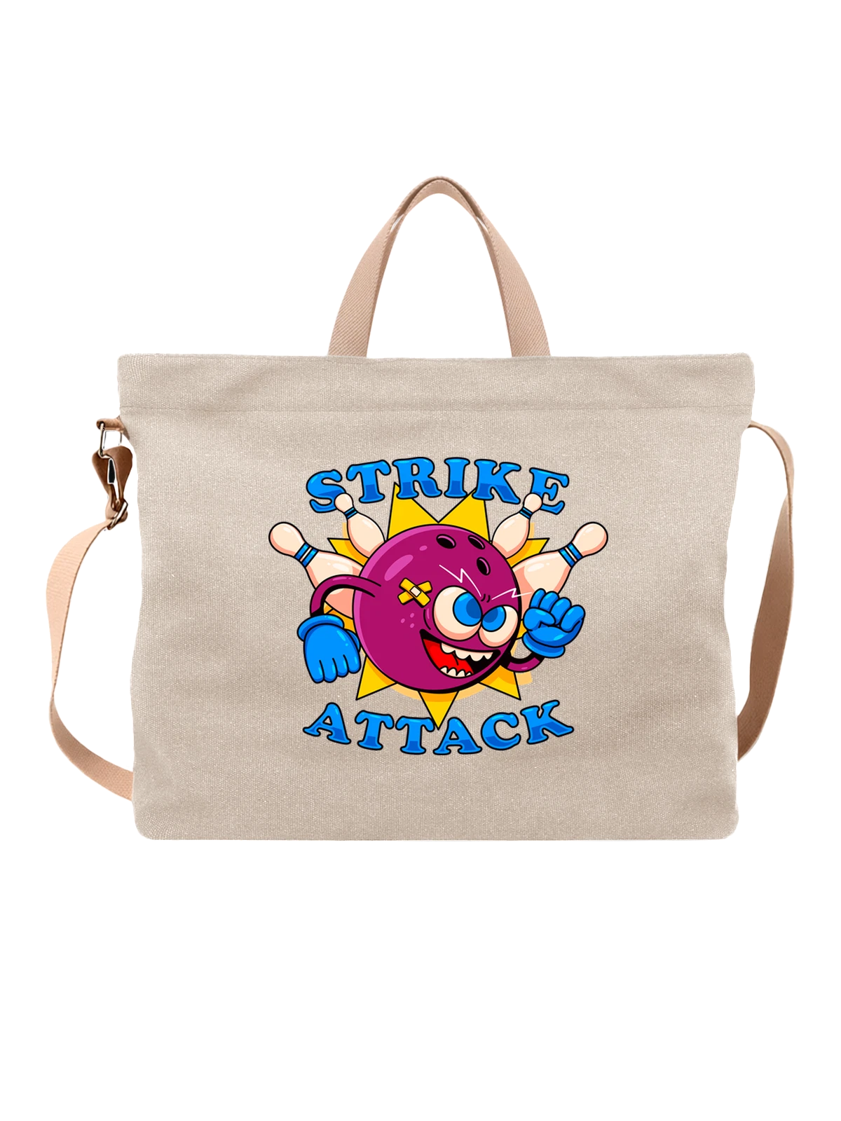 Сумка Боулинг strike attack белая с принтом — спортивный инвентарь — Белая, фото 1
