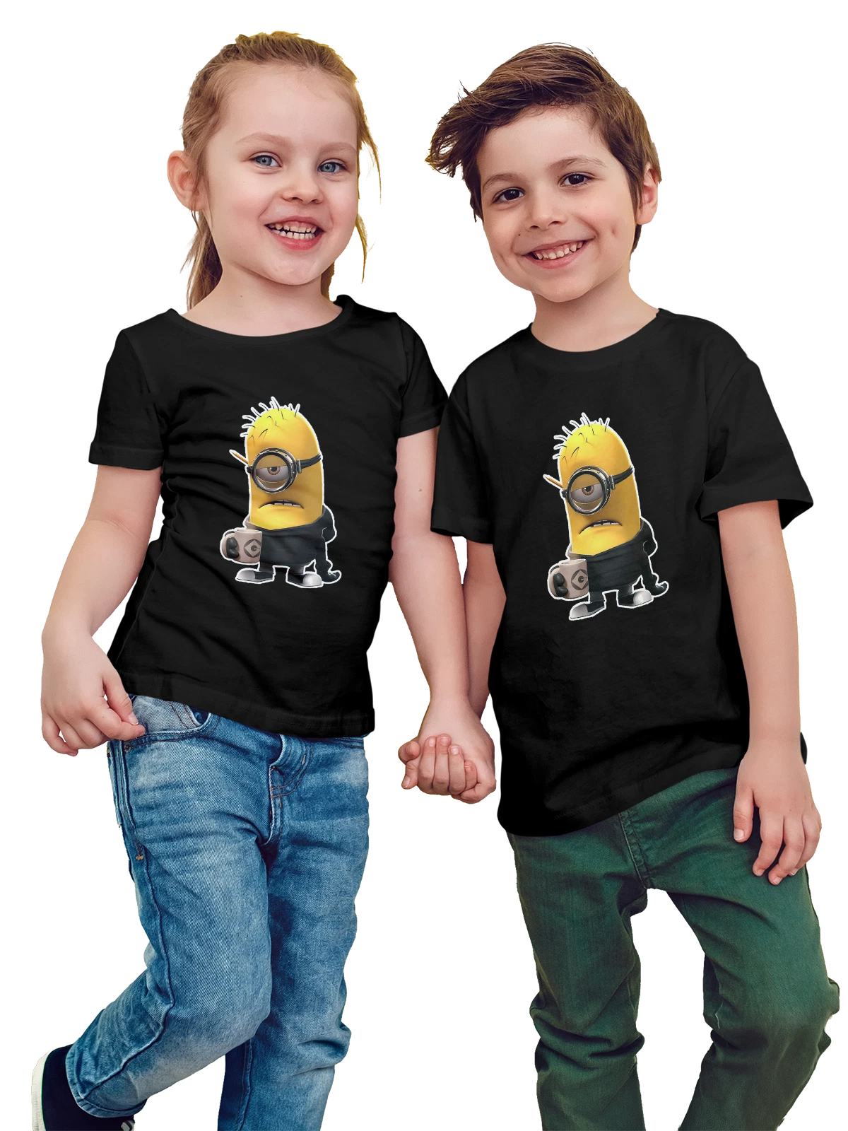 Футболка детская с Миньоном Minions чёрная с принтом — анимационная комедия — Чёрная, фото 1