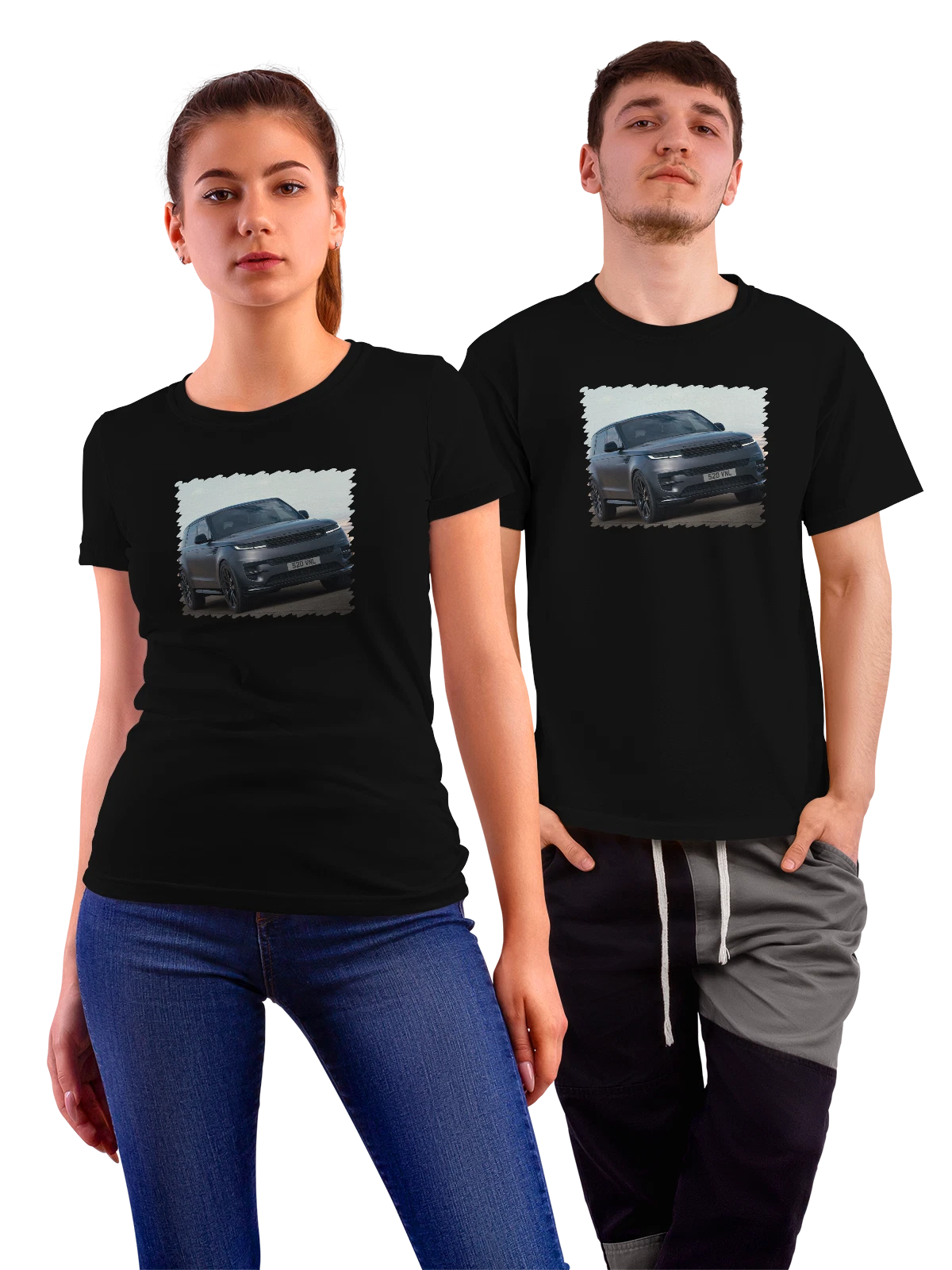 Футболка Машина Range Rover Sport Stealth Pack 2024 чёрная с принтом — выразительный кузов — Чёрная, фото 1