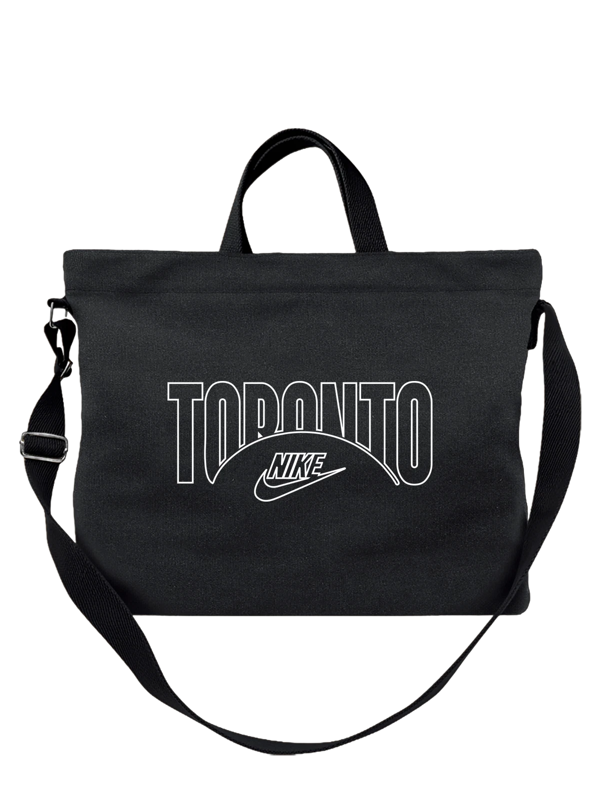 Сумка Nike чёрная с принтом — маленький вордмарк — Чёрная, фото 1