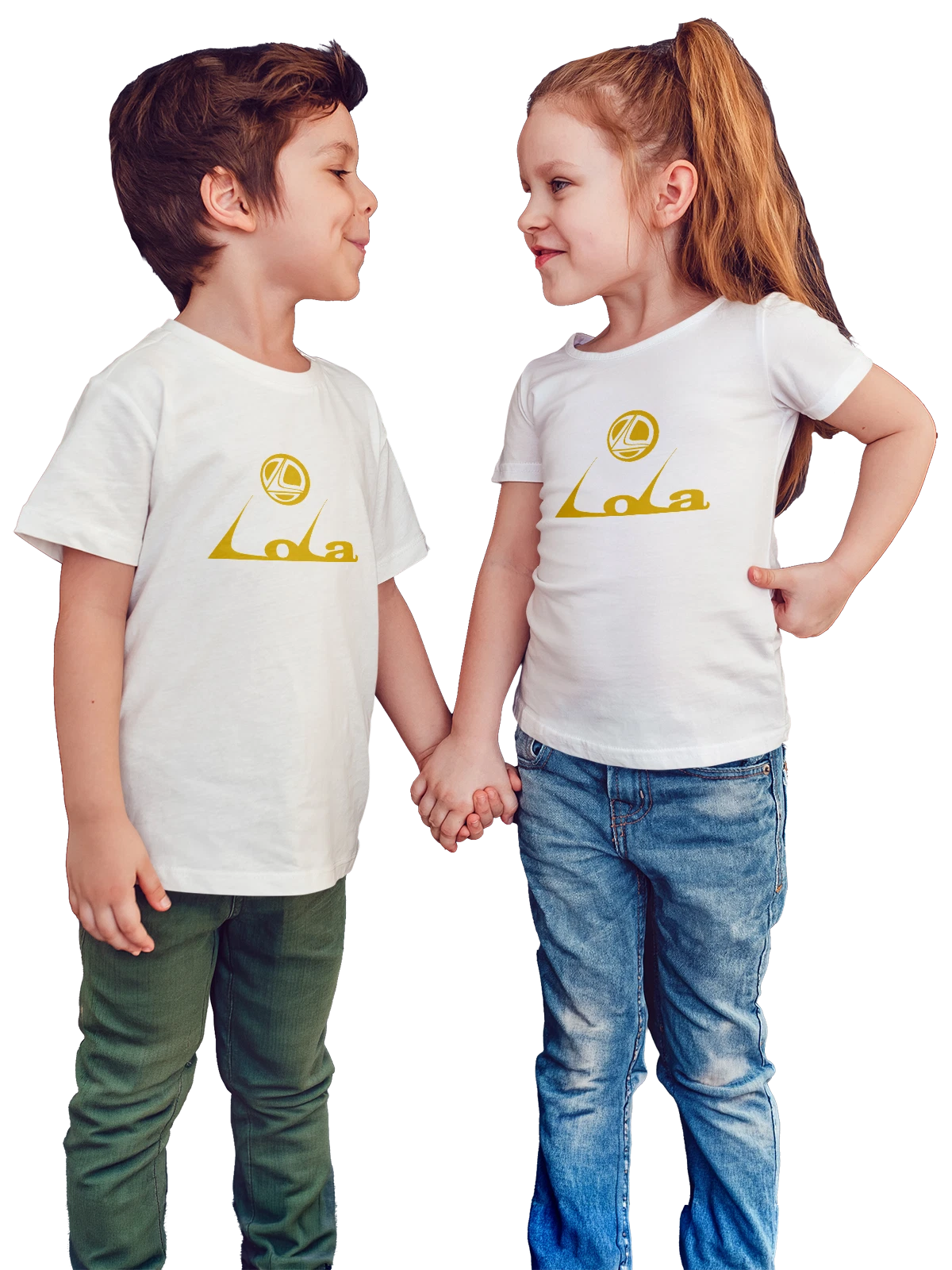 Футболка детская Lola белая с принтом — современная айдентика — Белая, фото 1