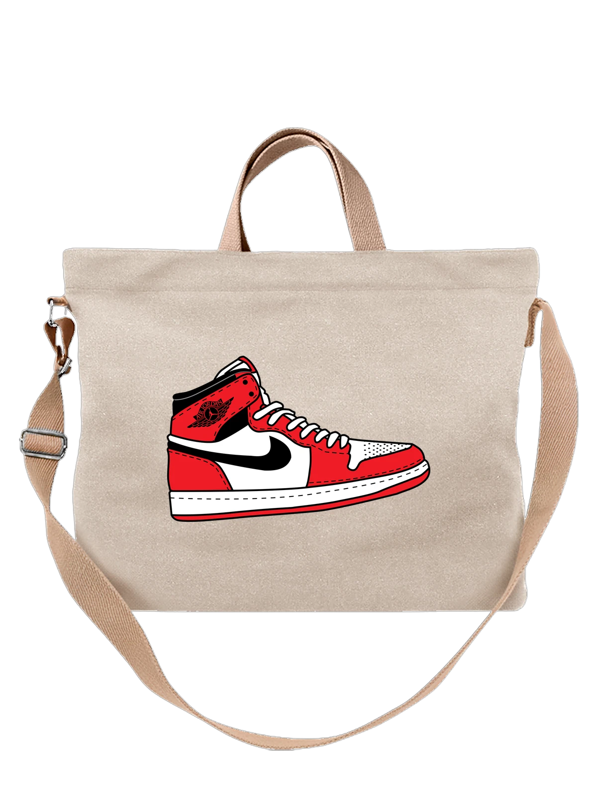 Сумка Nike белая с принтом — черная шнуровка — Белая, фото 1