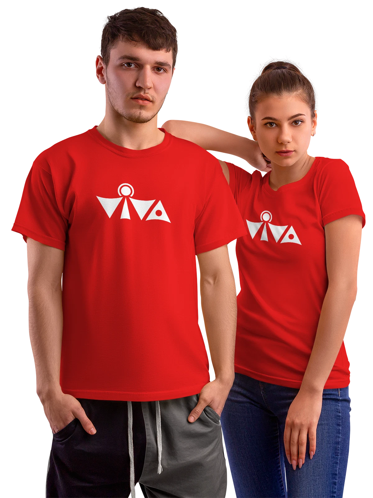 Футболка Viva красная с принтом — современная айдентика — Красная, фото 1