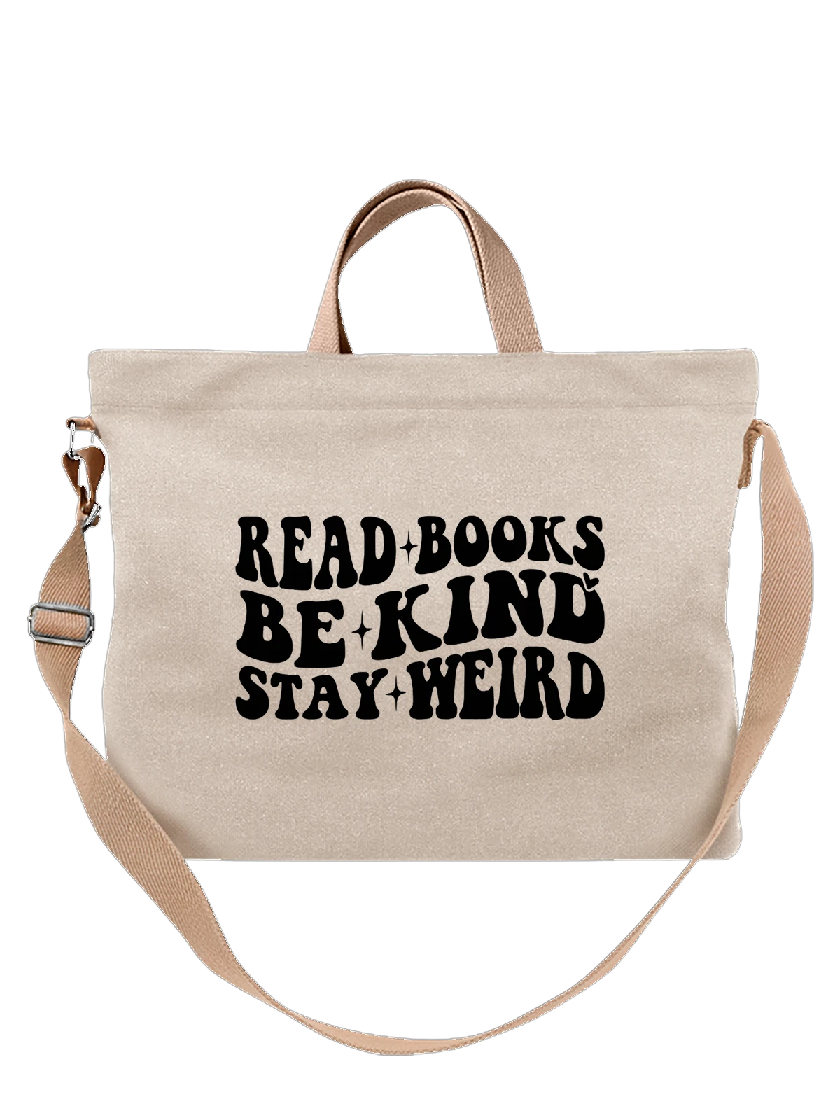 Сумка Надпись Read Books Be Kind Stay Weird белая с принтом — доброта — Белая, фото 1