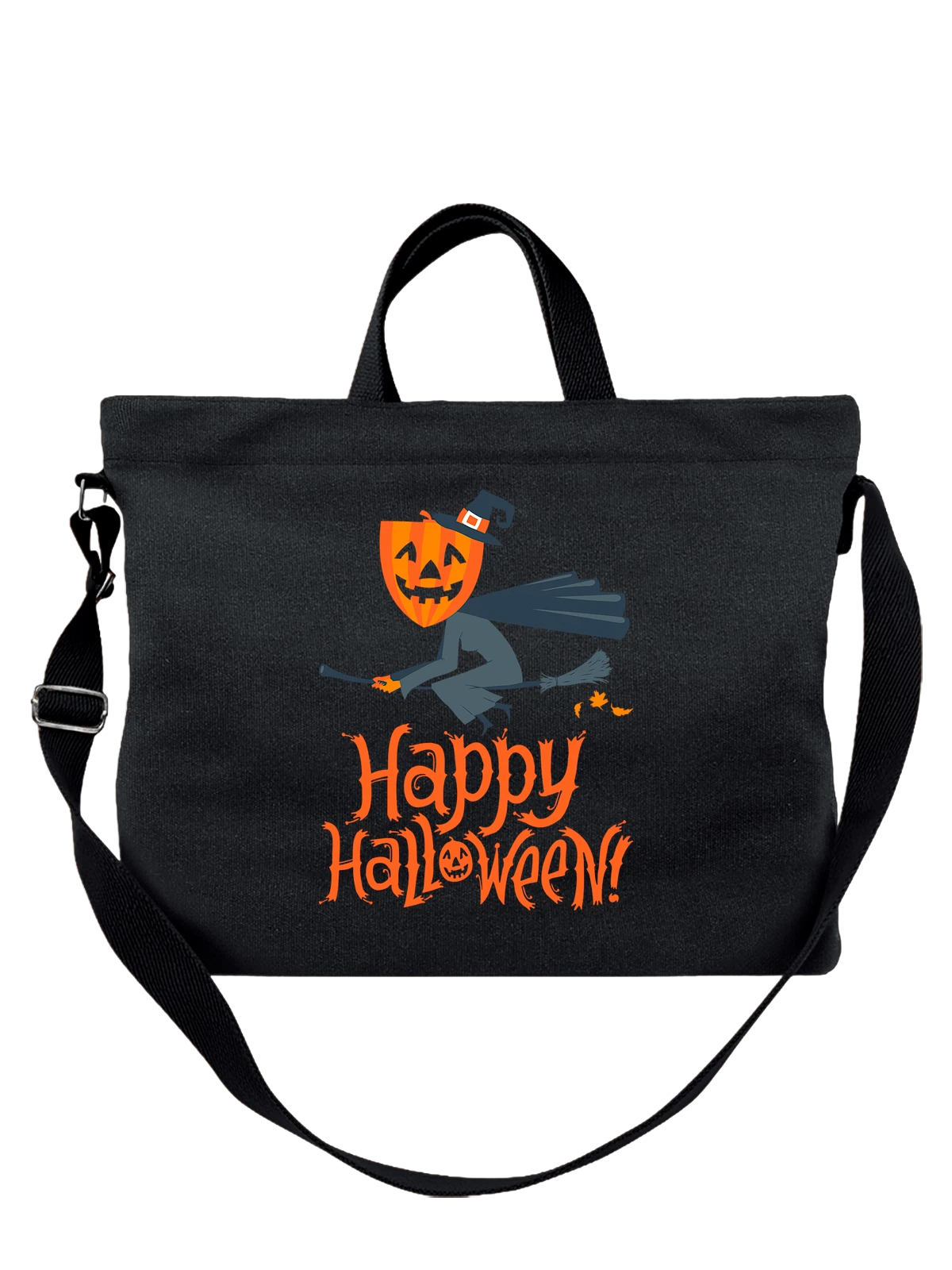 Сумка с ведьмой happy Halloween чёрная с принтом — ужасы — Чёрная, фото 1