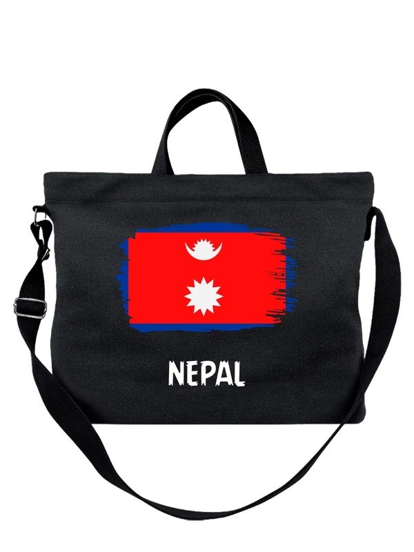 Сумка с флагом Непал Nepal — Чёрная, фото 1